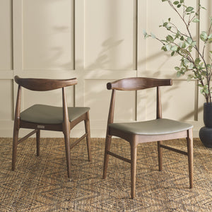Safavieh Elbow Dining Chair - Exquisite Comfort And Timeless Elegance For Your Dining Room Décor Today! Olive ,Walnut Wood ,Pvc ,Foam Dch3301b-set2