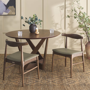 Safavieh Elbow Dining Chair - Exquisite Comfort And Timeless Elegance For Your Dining Room Décor Today! Olive ,Walnut Wood ,Pvc ,Foam Dch3301b-set2