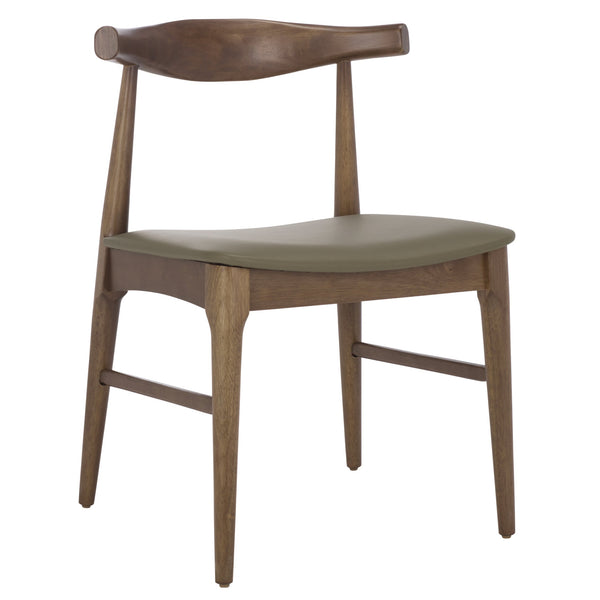 Safavieh Elbow Dining Chair - Exquisite Comfort And Timeless Elegance For Your Dining Room Décor Today! Olive ,Walnut Wood ,Pvc ,Foam Dch3301b-set2