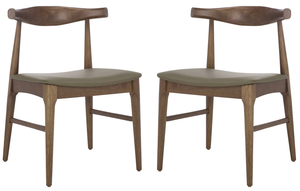Safavieh Elbow Dining Chair - Exquisite Comfort And Timeless Elegance For Your Dining Room Décor Today! Olive ,Walnut Wood ,Pvc ,Foam Dch3301b-set2
