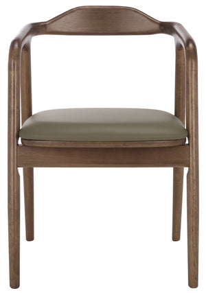 Safavieh Ankit Dining Chair - Olive & Walnut Elegance With Comfort Foam, Durable Pvc, And Sturdy Design Olive ,Walnut Wood ,Pvc ,Foam Dch3303a