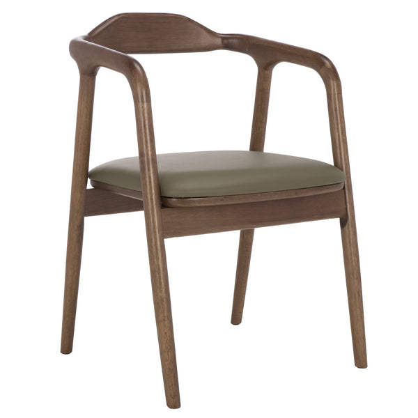 Safavieh Ankit Dining Chair - Olive & Walnut Elegance With Comfort Foam, Durable Pvc, And Sturdy Design Olive ,Walnut Wood ,Pvc ,Foam Dch3303a