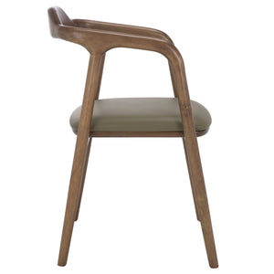 Safavieh Ankit Dining Chair - Olive & Walnut Elegance With Comfort Foam, Durable Pvc, And Sturdy Design Olive ,Walnut Wood ,Pvc ,Foam Dch3303a