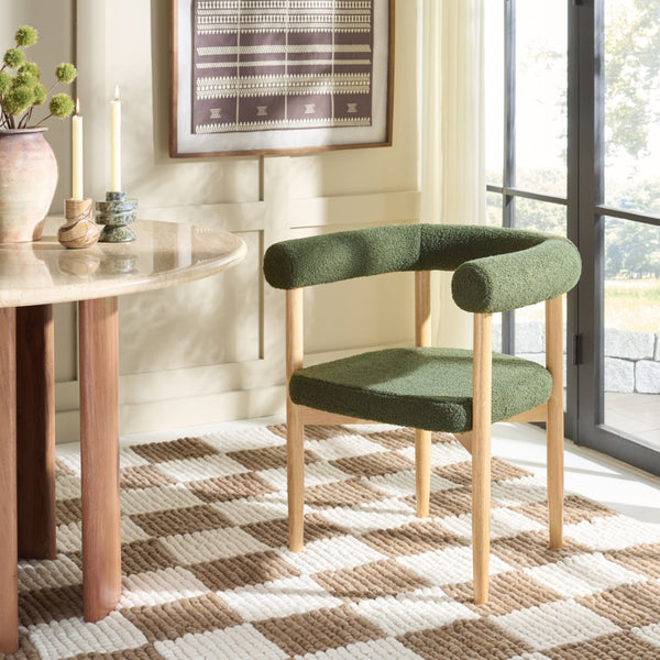 Safavieh Tomio Dining Chair - Chic Upholstered Seating With Solid Wood Frame For Modern And Transitional Spaces Walnut / Dark Green DCH3800B