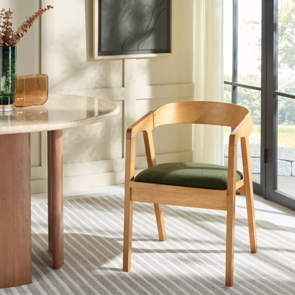Safavieh Wildon Dining Chair - Modern Comfort With Foam-Padded Seating And Elegant Design For Any Dining Space Dark Green / Light Walnut DCH3803A