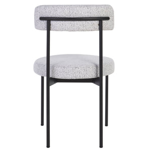Safavieh Andrean Dining Chair - Chic Boucle Fabric With Solid Metal Legs For Stylish Comfort And Durability Black W,White ,Black Metal ,Fabric ,Foam ,Mdf Dch3900b-set2