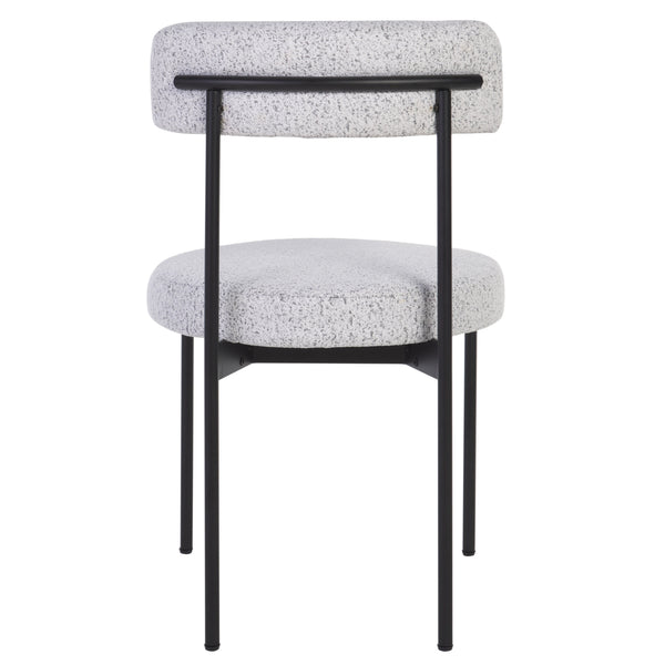 Safavieh Andrean Dining Chair - Chic Boucle Fabric With Solid Metal Legs For Stylish Comfort And Durability Black W,White ,Black Metal ,Fabric ,Foam ,Mdf Dch3900b-set2