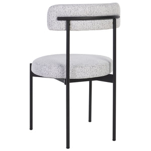 Safavieh Andrean Dining Chair - Chic Boucle Fabric With Solid Metal Legs For Stylish Comfort And Durability Black W,White ,Black Metal ,Fabric ,Foam ,Mdf Dch3900b-set2