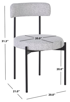 Safavieh Andrean Dining Chair - Chic Boucle Fabric With Solid Metal Legs For Stylish Comfort And Durability Black W,White ,Black Metal ,Fabric ,Foam ,Mdf Dch3900b-set2