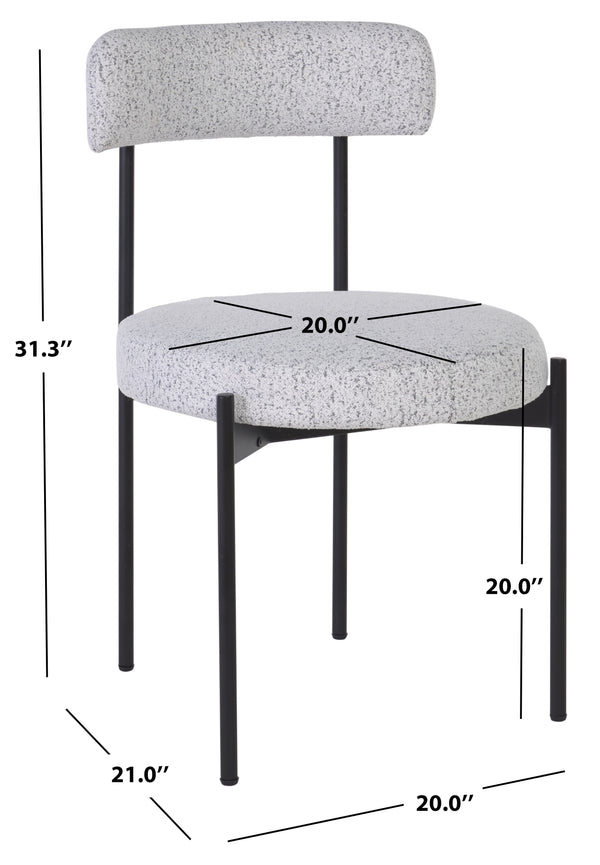 Safavieh Andrean Dining Chair - Chic Boucle Fabric With Solid Metal Legs For Stylish Comfort And Durability Black W,White ,Black Metal ,Fabric ,Foam ,Mdf Dch3900b-set2