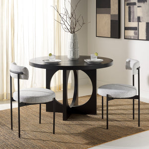Safavieh Andrean Dining Chair - Chic Boucle Fabric With Solid Metal Legs For Stylish Comfort And Durability Black W,White ,Black Metal ,Fabric ,Foam ,Mdf Dch3900b-set2