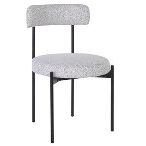 Safavieh Andrean Dining Chair - Chic Boucle Fabric With Solid Metal Legs For Stylish Comfort And Durability Black W,White ,Black Metal ,Fabric ,Foam ,Mdf Dch3900b-set2