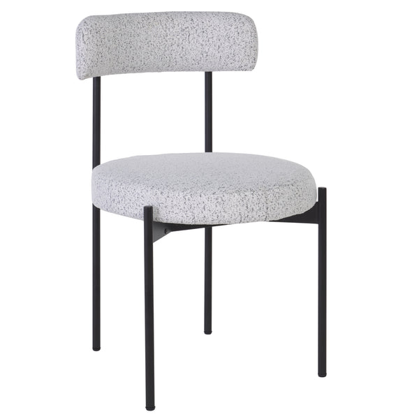Safavieh Andrean Dining Chair - Chic Boucle Fabric With Solid Metal Legs For Stylish Comfort And Durability Black W,White ,Black Metal ,Fabric ,Foam ,Mdf Dch3900b-set2