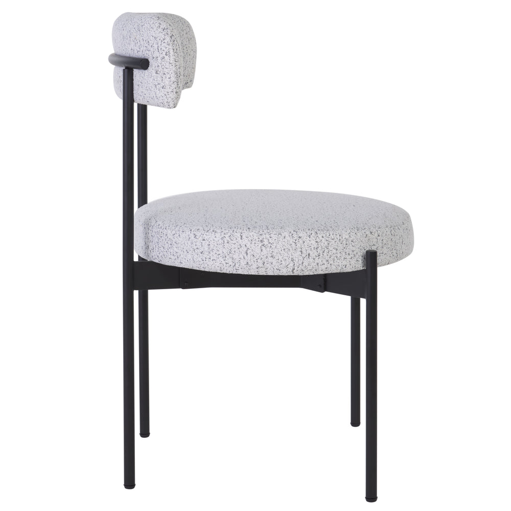 Safavieh Andrean Dining Chair - Chic Boucle Fabric With Solid Metal Legs For Stylish Comfort And Durability Black W,White ,Black Metal ,Fabric ,Foam ,Mdf Dch3900b-set2