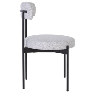 Safavieh Andrean Dining Chair - Chic Boucle Fabric With Solid Metal Legs For Stylish Comfort And Durability Black W,White ,Black Metal ,Fabric ,Foam ,Mdf Dch3900b-set2