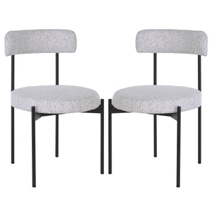 Safavieh Andrean Dining Chair - Chic Boucle Fabric With Solid Metal Legs For Stylish Comfort And Durability Black W,White ,Black Metal ,Fabric ,Foam ,Mdf Dch3900b-set2