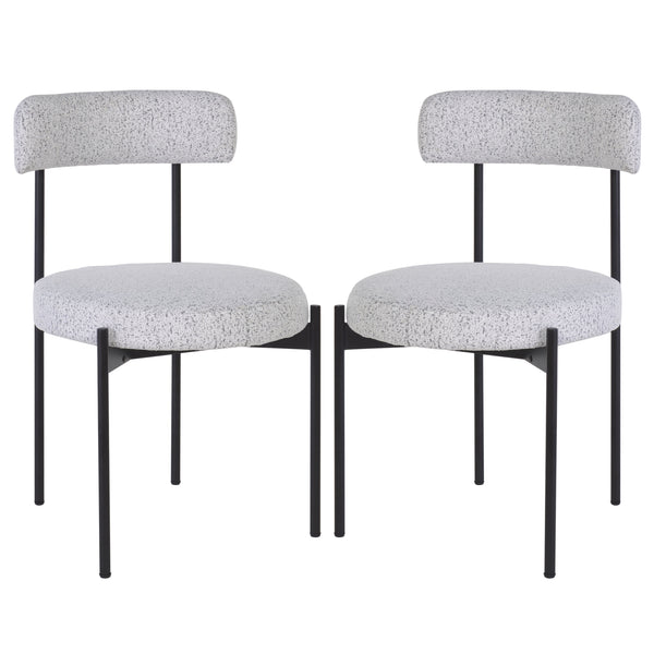 Safavieh Andrean Dining Chair - Chic Boucle Fabric With Solid Metal Legs For Stylish Comfort And Durability Black W,White ,Black Metal ,Fabric ,Foam ,Mdf Dch3900b-set2