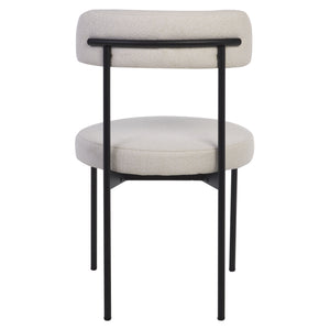 Safavieh Andrean Dining Chair - Chic Boucle Fabric With Solid Metal Legs For Stylish Comfort And Durability White ,Black Metal ,Fabric ,Foam ,Mdf Dch3900c-set2