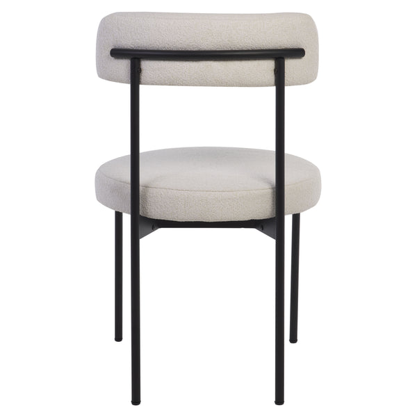 Safavieh Andrean Dining Chair - Chic Boucle Fabric With Solid Metal Legs For Stylish Comfort And Durability White ,Black Metal ,Fabric ,Foam ,Mdf Dch3900c-set2