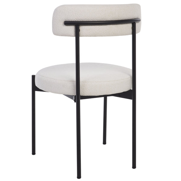 Safavieh Andrean Dining Chair - Chic Boucle Fabric With Solid Metal Legs For Stylish Comfort And Durability White ,Black Metal ,Fabric ,Foam ,Mdf Dch3900c-set2