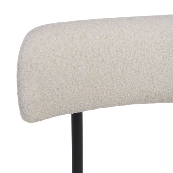 Safavieh Andrean Dining Chair - Chic Boucle Fabric With Solid Metal Legs For Stylish Comfort And Durability White ,Black Metal ,Fabric ,Foam ,Mdf Dch3900c-set2