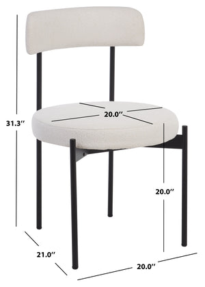 Safavieh Andrean Dining Chair - Chic Boucle Fabric With Solid Metal Legs For Stylish Comfort And Durability White ,Black Metal ,Fabric ,Foam ,Mdf Dch3900c-set2