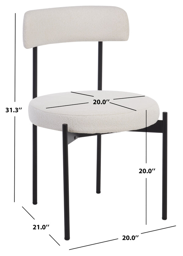 Safavieh Andrean Dining Chair - Chic Boucle Fabric With Solid Metal Legs For Stylish Comfort And Durability White ,Black Metal ,Fabric ,Foam ,Mdf Dch3900c-set2