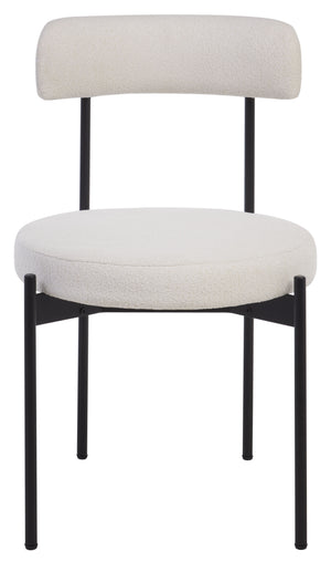 Safavieh Andrean Dining Chair - Chic Boucle Fabric With Solid Metal Legs For Stylish Comfort And Durability White ,Black Metal ,Fabric ,Foam ,Mdf Dch3900c-set2