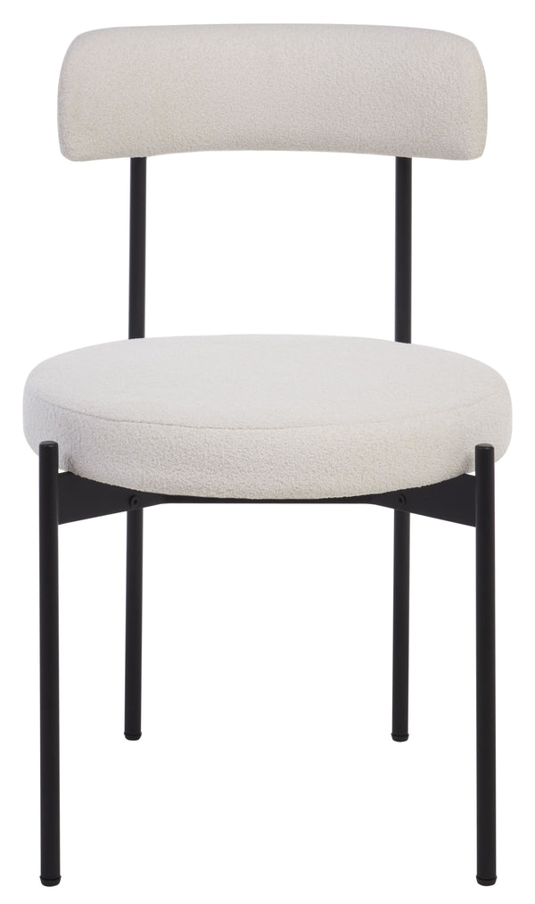 Safavieh Andrean Dining Chair - Chic Boucle Fabric With Solid Metal Legs For Stylish Comfort And Durability White ,Black Metal ,Fabric ,Foam ,Mdf Dch3900c-set2