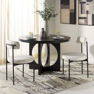 Safavieh Andrean Dining Chair - Chic Boucle Fabric With Solid Metal Legs For Stylish Comfort And Durability White ,Black Metal ,Fabric ,Foam ,Mdf Dch3900c-set2