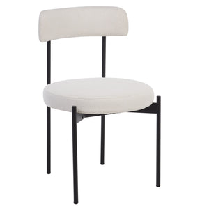 Safavieh Andrean Dining Chair - Chic Boucle Fabric With Solid Metal Legs For Stylish Comfort And Durability White ,Black Metal ,Fabric ,Foam ,Mdf Dch3900c-set2