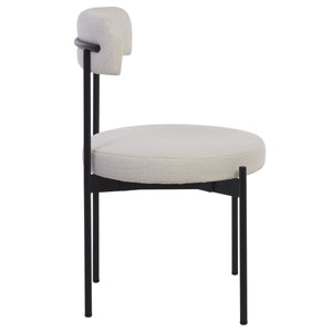 Safavieh Andrean Dining Chair - Chic Boucle Fabric With Solid Metal Legs For Stylish Comfort And Durability White ,Black Metal ,Fabric ,Foam ,Mdf Dch3900c-set2