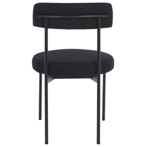 Safavieh Andrean Dining Chair - Chic Boucle Fabric With Solid Metal Legs For Stylish Comfort And Durability Black ,Black Metal ,Fabric ,Foam ,Mdf Dch3900d-set2