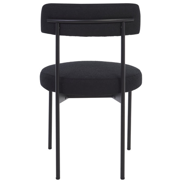 Safavieh Andrean Dining Chair - Chic Boucle Fabric With Solid Metal Legs For Stylish Comfort And Durability Black ,Black Metal ,Fabric ,Foam ,Mdf Dch3900d-set2