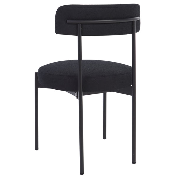 Safavieh Andrean Dining Chair - Chic Boucle Fabric With Solid Metal Legs For Stylish Comfort And Durability Black ,Black Metal ,Fabric ,Foam ,Mdf Dch3900d-set2