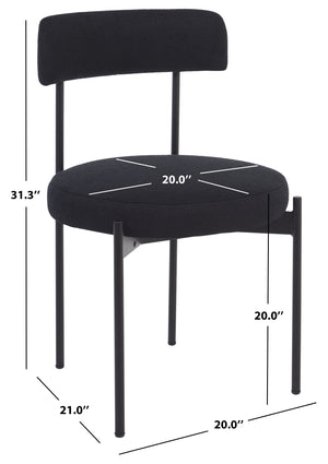 Safavieh Andrean Dining Chair - Chic Boucle Fabric With Solid Metal Legs For Stylish Comfort And Durability Black ,Black Metal ,Fabric ,Foam ,Mdf Dch3900d-set2