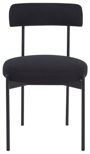 Safavieh Andrean Dining Chair - Chic Boucle Fabric With Solid Metal Legs For Stylish Comfort And Durability Black ,Black Metal ,Fabric ,Foam ,Mdf Dch3900d-set2