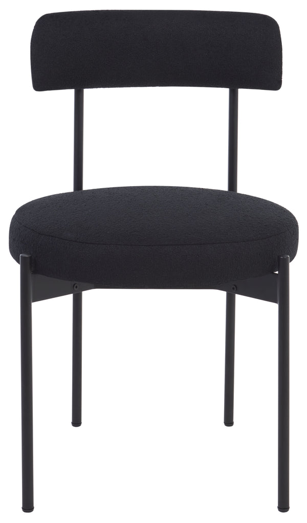 Safavieh Andrean Dining Chair - Chic Boucle Fabric With Solid Metal Legs For Stylish Comfort And Durability Black ,Black Metal ,Fabric ,Foam ,Mdf Dch3900d-set2
