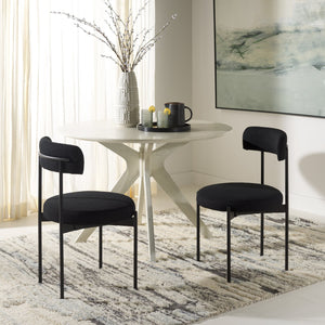 Safavieh Andrean Dining Chair - Chic Boucle Fabric With Solid Metal Legs For Stylish Comfort And Durability Black ,Black Metal ,Fabric ,Foam ,Mdf Dch3900d-set2