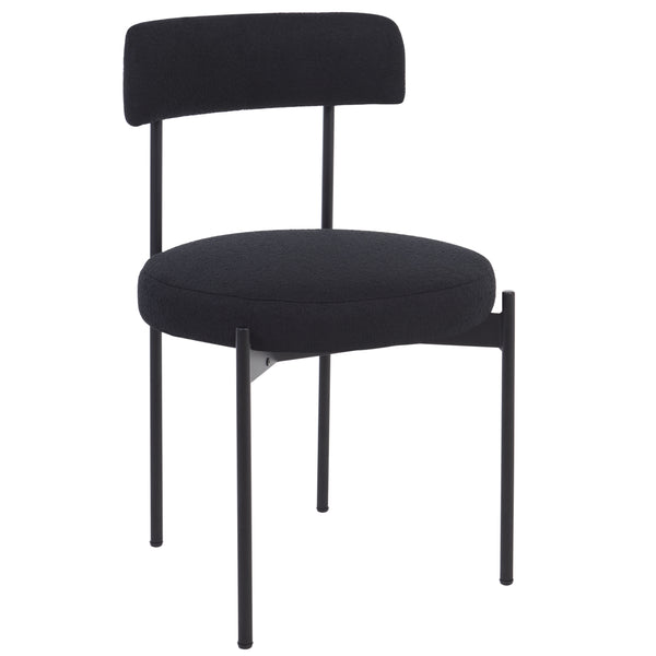 Safavieh Andrean Dining Chair - Chic Boucle Fabric With Solid Metal Legs For Stylish Comfort And Durability Black ,Black Metal ,Fabric ,Foam ,Mdf Dch3900d-set2
