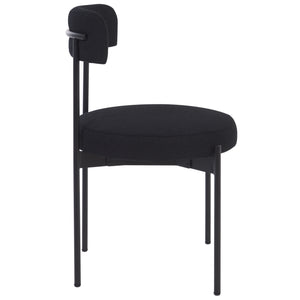 Safavieh Andrean Dining Chair - Chic Boucle Fabric With Solid Metal Legs For Stylish Comfort And Durability Black ,Black Metal ,Fabric ,Foam ,Mdf Dch3900d-set2