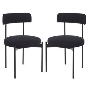 Safavieh Andrean Dining Chair - Chic Boucle Fabric With Solid Metal Legs For Stylish Comfort And Durability Black ,Black Metal ,Fabric ,Foam ,Mdf Dch3900d-set2