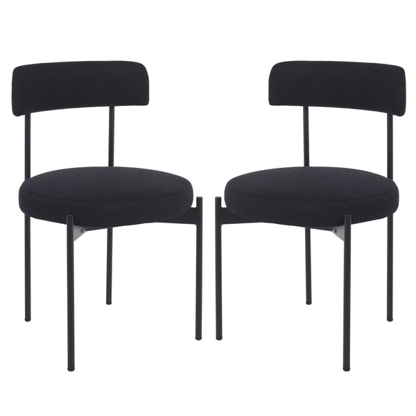Safavieh Andrean Dining Chair - Chic Boucle Fabric With Solid Metal Legs For Stylish Comfort And Durability Black ,Black Metal ,Fabric ,Foam ,Mdf Dch3900d-set2