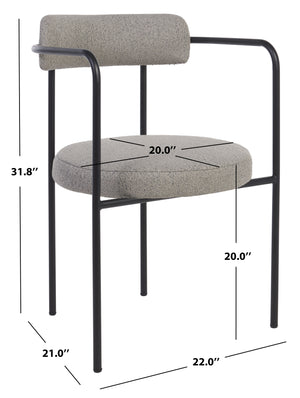 Safavieh Andrean Dining Chair - Chic Grey Boucle Fabric With Black Metal Legs For Stylish Comfort And Durability Grey ,Black Metal ,Fabric ,Foam ,Mdf Dch3901a-set2