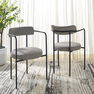 Safavieh Andrean Dining Chair - Chic Grey Boucle Fabric With Black Metal Legs For Stylish Comfort And Durability Grey ,Black Metal ,Fabric ,Foam ,Mdf Dch3901a-set2