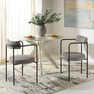 Safavieh Andrean Dining Chair - Chic Grey Boucle Fabric With Black Metal Legs For Stylish Comfort And Durability Grey ,Black Metal ,Fabric ,Foam ,Mdf Dch3901a-set2