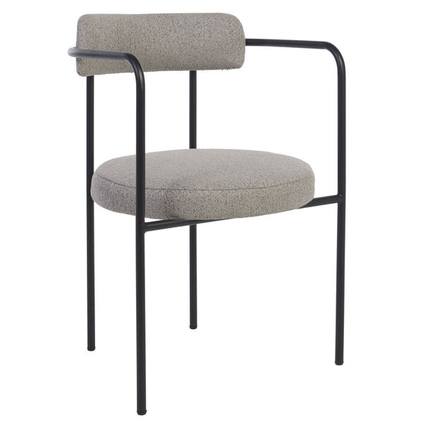 Safavieh Andrean Dining Chair - Chic Grey Boucle Fabric With Black Metal Legs For Stylish Comfort And Durability Grey ,Black Metal ,Fabric ,Foam ,Mdf Dch3901a-set2