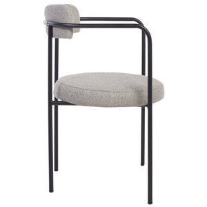 Safavieh Andrean Dining Chair - Chic Grey Boucle Fabric With Black Metal Legs For Stylish Comfort And Durability Grey ,Black Metal ,Fabric ,Foam ,Mdf Dch3901a-set2