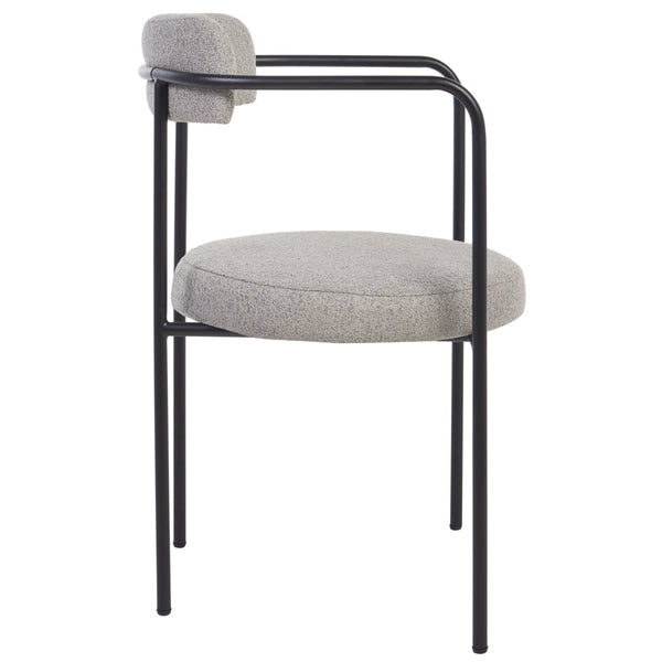 Safavieh Andrean Dining Chair - Chic Grey Boucle Fabric With Black Metal Legs For Stylish Comfort And Durability Grey ,Black Metal ,Fabric ,Foam ,Mdf Dch3901a-set2