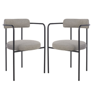 Safavieh Andrean Dining Chair - Chic Grey Boucle Fabric With Black Metal Legs For Stylish Comfort And Durability Grey ,Black Metal ,Fabric ,Foam ,Mdf Dch3901a-set2